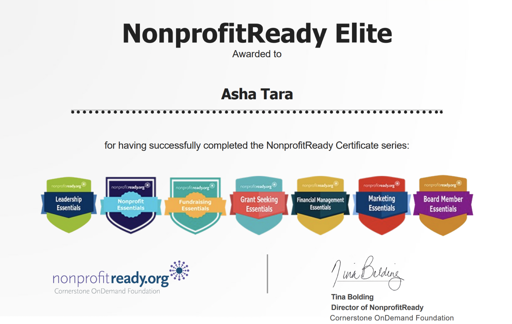 NonprofitReady Elite Certificate